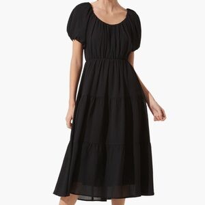 ASTR the Label Tiered Short Sleeve Midi Dress in Black Size XS